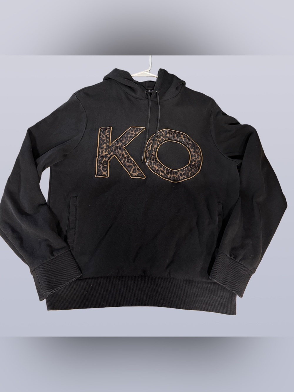 Michael Kors Black Hoodie with Branded Metal Accent